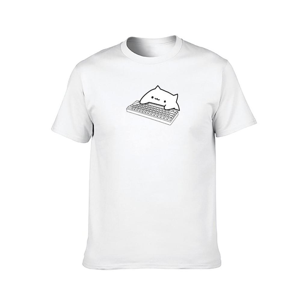 Футболка с Bongo Cat Механическая клавиатура t shirts для мужчины хлопок смешные футболки для мужчины набор белая Футболка