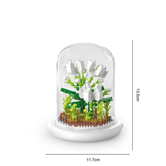 Вечный блок, сборка цветов, букет, настольное украшение, блок, цветок, детский пазл, сборка, игрушечный букет