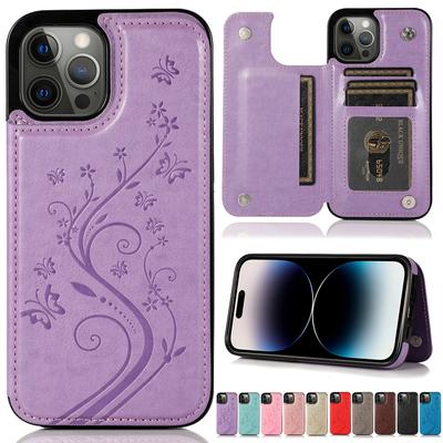 Кожаный чехол-кошелек с защитой от падения с бабочкой для Iphone 14 Pro Max 13 Pro Max 12 Pro Max 11 Pro Max X Xr Xs 8 7 6 6s Plus 5 5s