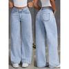 Light Blue High Waist Wide Leg Jeans for Women Casual Loose Fit Denim Pants with Front and Back Pockets