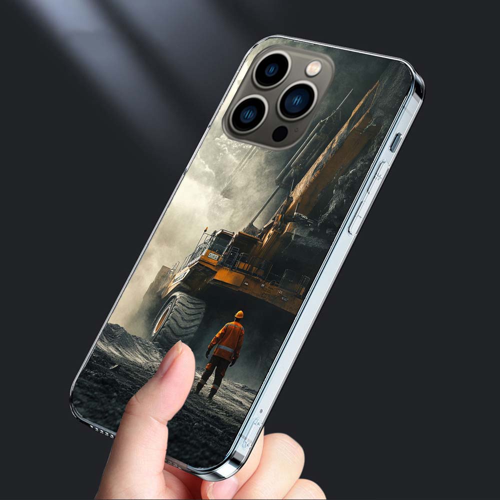 Heavy Duty Dump Truck Equipment Inspection Phone Case For Iphone 16E 15 Pro 14 Plus 17E 16 17 Pro Max Air 11 12 13 Mini Cover
