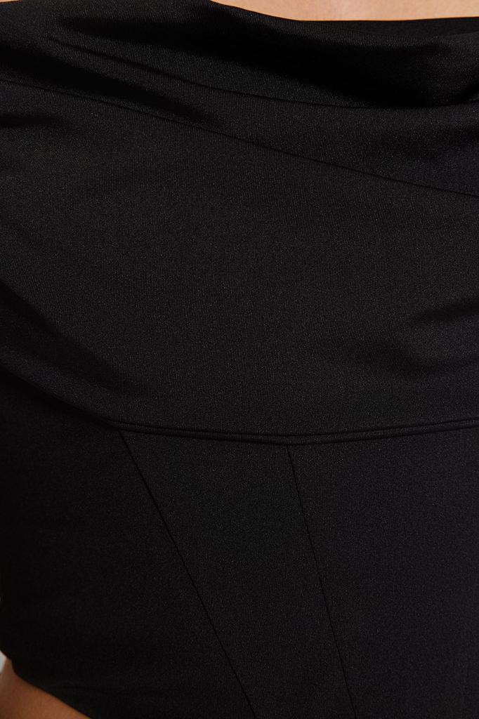 Women's Fashion New Bustier Black Crop Lined Knitted Corset Detailed Bustier