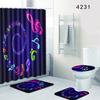 Multi-Element Pattern Bathroom Shower Curtain Floor Mat Toilet Cover Foot Mat Four-Piece Pattern Size