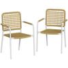 Rattan Garden Chairs Set of 2, Stackable Patio Dining Chairs, Outdoor Conversation Set with Metal Frame for Backyard
