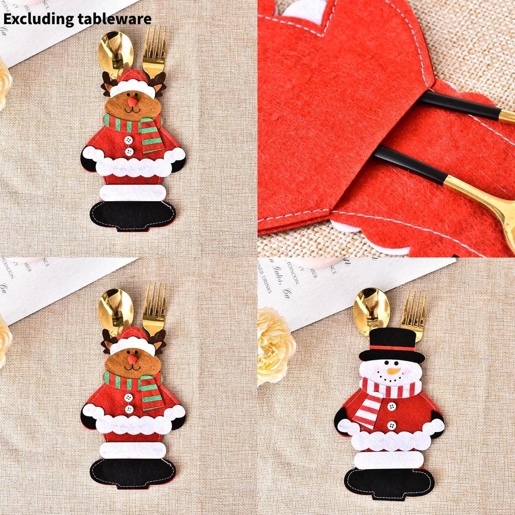 Очаровательные рождественские мешочки для столовых приборов с Санта-Клаусом для праздничного ужина