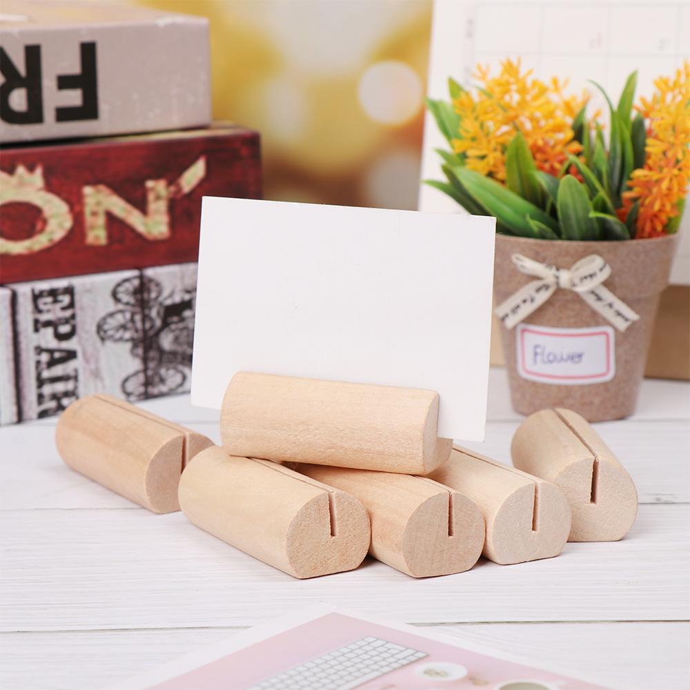 Simple Wooden Table Numbers Holder Retro Clamps Stand Photos Clips Round Shape Base Desktop Decoration Wedding Supplies