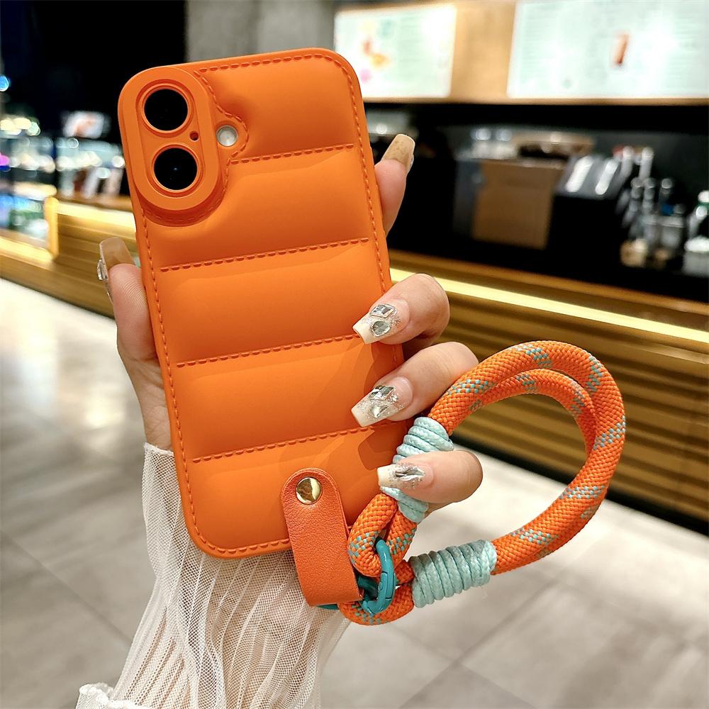Пуховая куртка Ручной ремешок на запястье Чехол для For Iphone 16 1 14 13 Pro Max 12 11 X Xr Xs 7 8 Plus SE Шнурок Однотонный Мягкий чехол