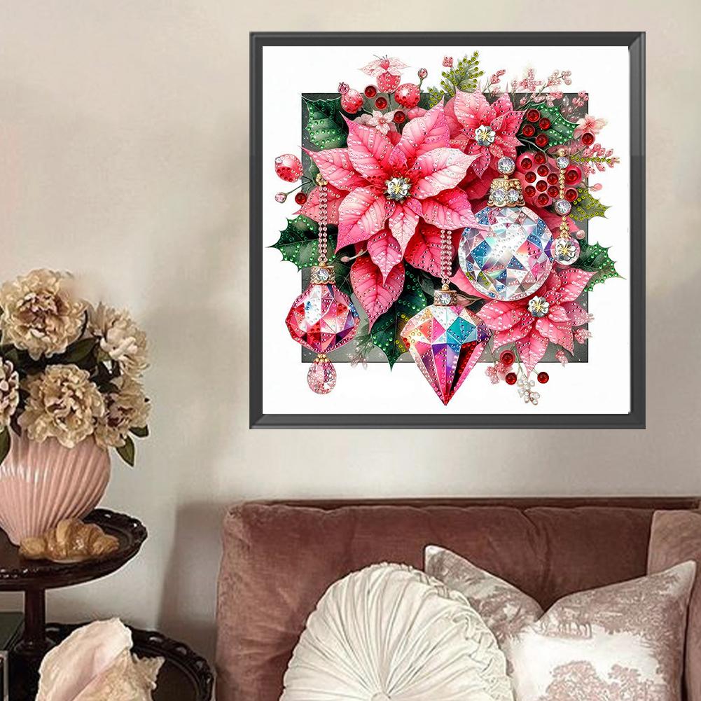 Набор для алмазной вышивки 5D DIY с частичной выкладкой специальными стразами, Рождественский цветочный декор