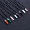 Hexagonal Column Necklace Natural Crystal Stone Pendant Leather Chain Necklace Women Fashion Jewelry