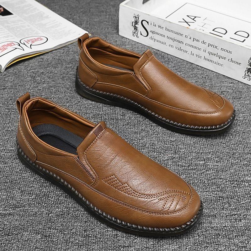 Мужская обувь Dou Dou, летняя, дышащая, в британском стиле, универсальная, мужская, деловая, повседневная, кожаная, One Step, мягкая подошва, модная обувь Le Fu