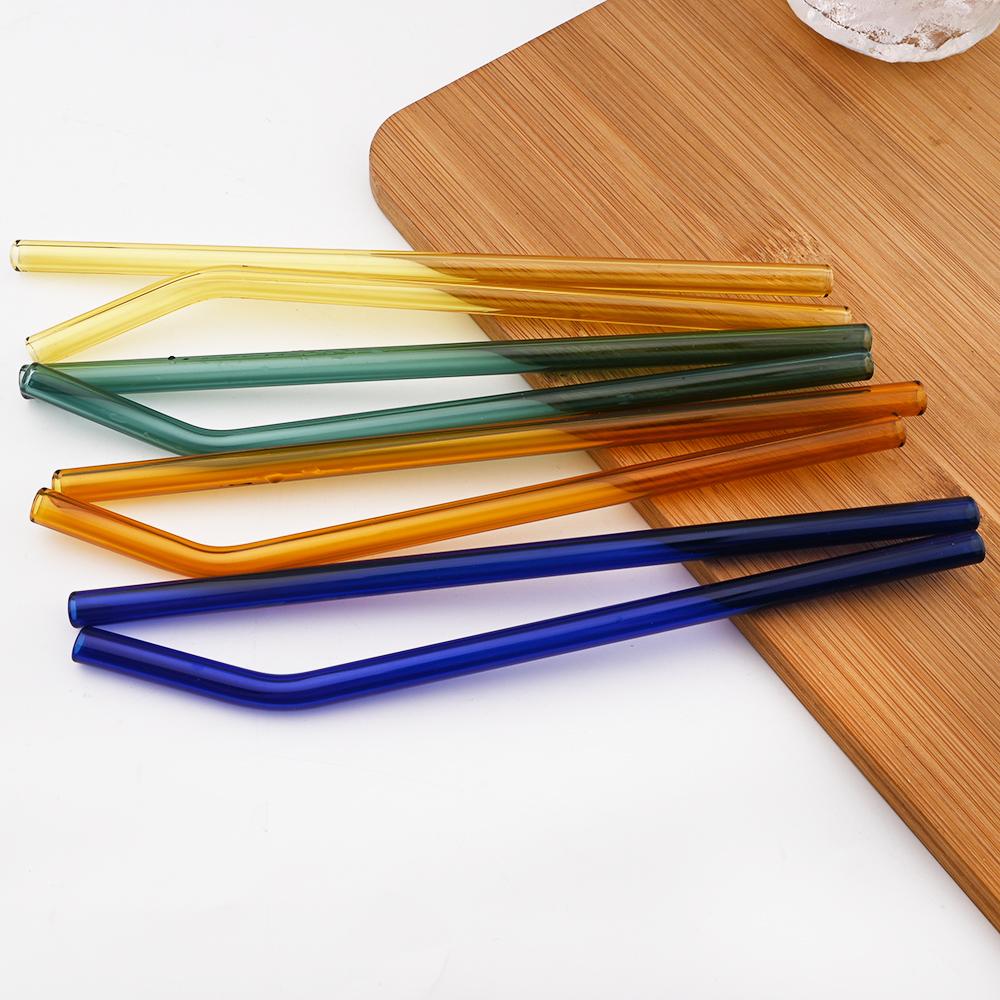 4/8 шт. набор соломинок из боросиликатного стекла, многоцветные многоразовые стеклянные экологически чистые соломинки для коктейлей, смузи
