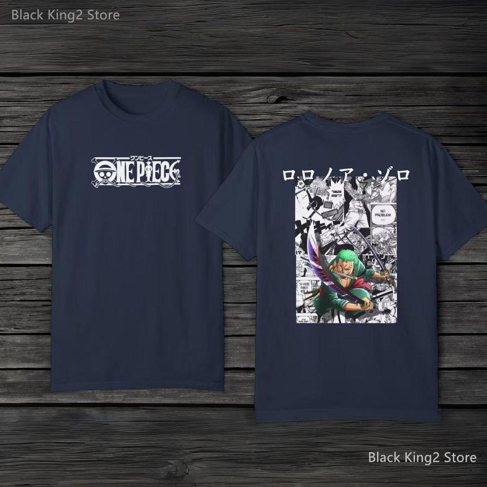 New One Piece T-shirts Men Roronoa Zoro Anime Manga Graphic Cotton Tops Summer Harajuku Y2K Unisex T Shirts Men's Tops Clothing