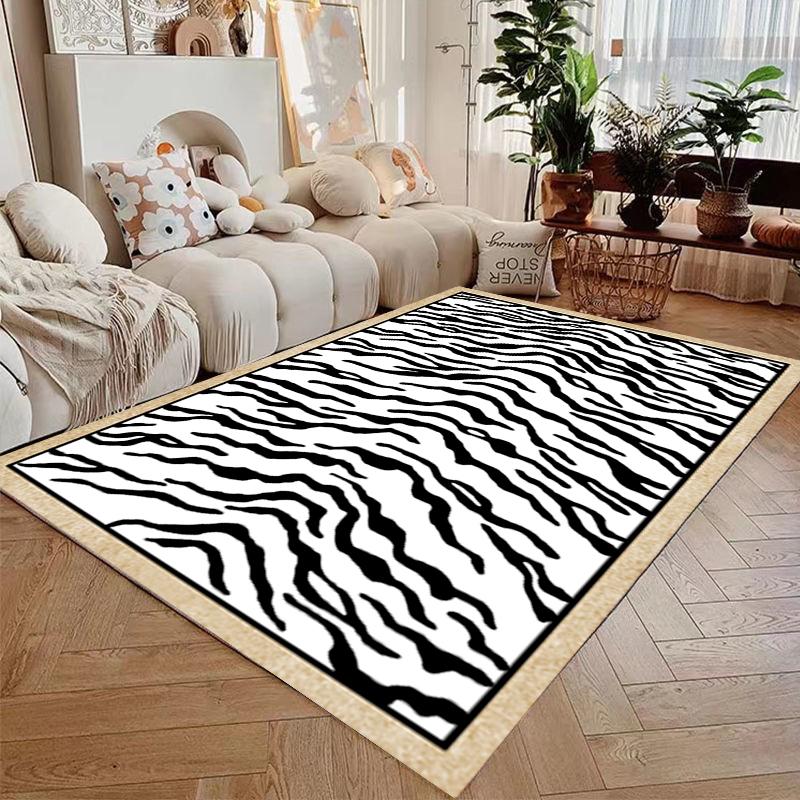 Zebra Pattern Carpet Minimalist Black White Lines Rug Comfortable Size Living Room Carpets Luxury Bedroom Bedside Rug