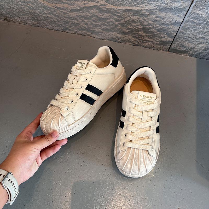 Color-polished Leather Little White Shoes Women's Autumn New Flat-bottomed Sports Shell-head Women's Shoes Are Not Tired of Casual Shoes
