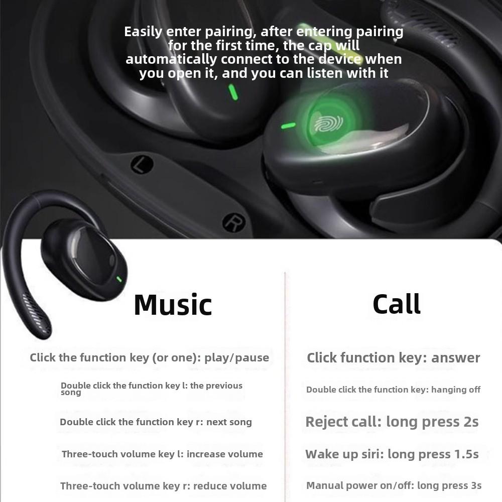 Bluetooth-гарнитура Беспроводная OWS Earless Rotary Hanging Ear Digital Display Motion Noise Cancelling Headset