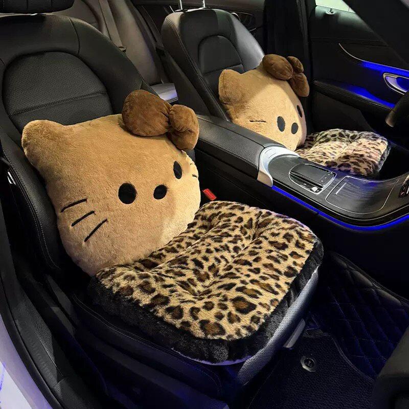 Hello Kitty Car Cushion Kawaii Plush Cushion Car Seat Pad Office Chair Seat Back Cushion Butt Mat Stuffed Waist Back Pad
