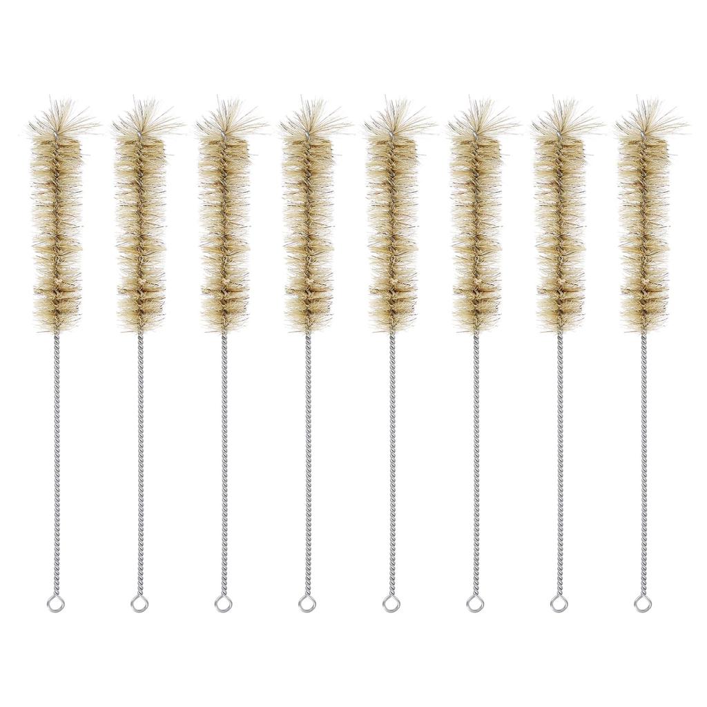 uxcell Tube Bottle Cleaning Brush, Wire Pipe Cleaner, Bore Brush Cleaning Brush with Stainless Steel Handle for Tube Bottles, 30mm, Brown, 8-Pack