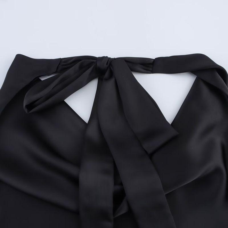 Araltay New Arrival Women's Clothing Fashion Style Fashion All-Match Hanging Collar Silk Satin Texture Tops 2892650