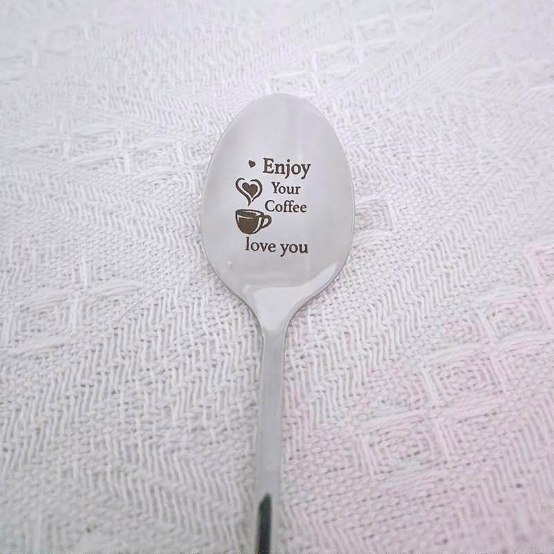 Enjoy Your Coffee I Love You Spoon Gifts for Him Her Boyfriend Girlfriend Anniversary Birthday Gift for Couple Romantic Coffee Gifts for Coffee