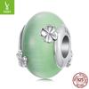 Spring Diy Bracelet Beaded Accessories 925 Silver Green Four-Leaf Clover Glazed Beads