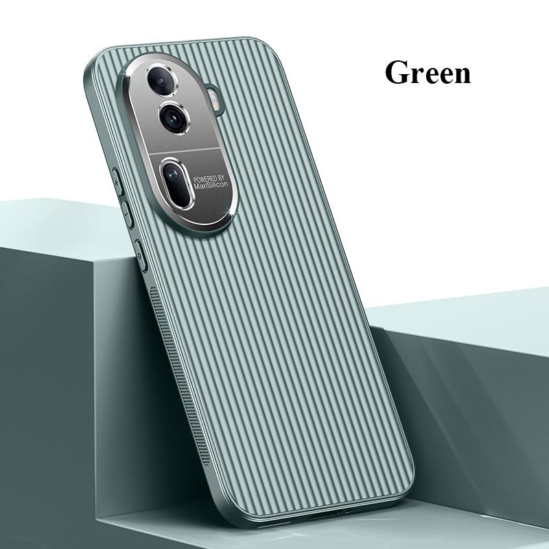 Для Oppo Reno 12 11 Pro металлическая защита объектива «все включено» с прямыми краями, гофрированная, нескользящая противоударная задняя крышка для ПК