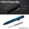 KeyUnity KP05BL Bolt Action Ballpoint Pen with Clip Titanium Alloy EDC Pocket Pen Retractable Metal Ballpoint Pen for Daily Carry