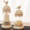 Iron Bird Cage Candlestick Holder Stand Moroccan Style Candlestick Candle Holder with Glass Cover Lantern Desktop Ornaments