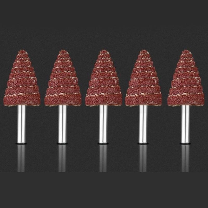 Versatile 5Pcs Cone Shape Abrasive Sandpaper Deburring Sanding Polishing Flap Wheel Grinding Head for Deep Hole Polish