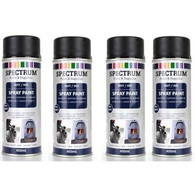 Лот из 4 высокотемпературных красок, матовый черный аэрозоль 800°C для автомобилей, мотоциклов, дровяных печей