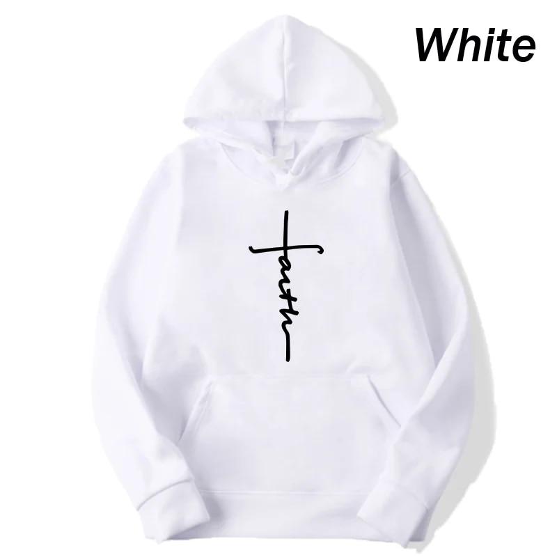 Unisex Cool Faith Print Hoodie Sweatshirt Women Fleece Hoodie Fashion Sports Hoodie Crew Neck Hoodie Sweatshirt