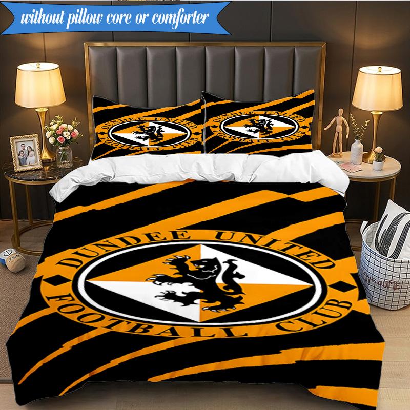 3PCS Dundee United Crest Printed Soft Bedding Set,Including 1pc Duvet Cover And 2pcs Pillowcases Perfect for Bedroom, Dormitory, Fan gift