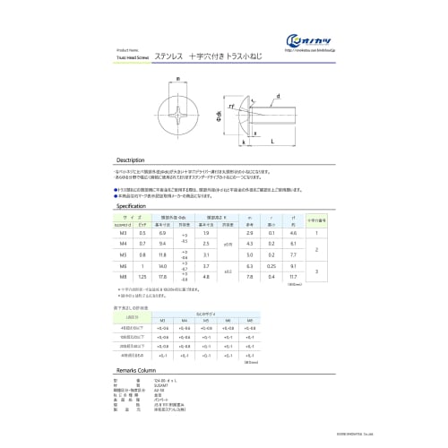 Onokatsu Cross Recessed Truss Head Machine Screws, Stainless Steel, M4x40, Pack of 45 [Made in Japan, JIS Standard] [Truss Head Machine Screws] 124-00