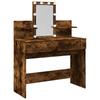 Makeup Vanity with LED Lighting Smoked Oak Finish 100 x 40 x 130 cm