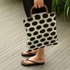 Black & Beige Polka Dot Retro Bamboo Handbag with Double Layers
