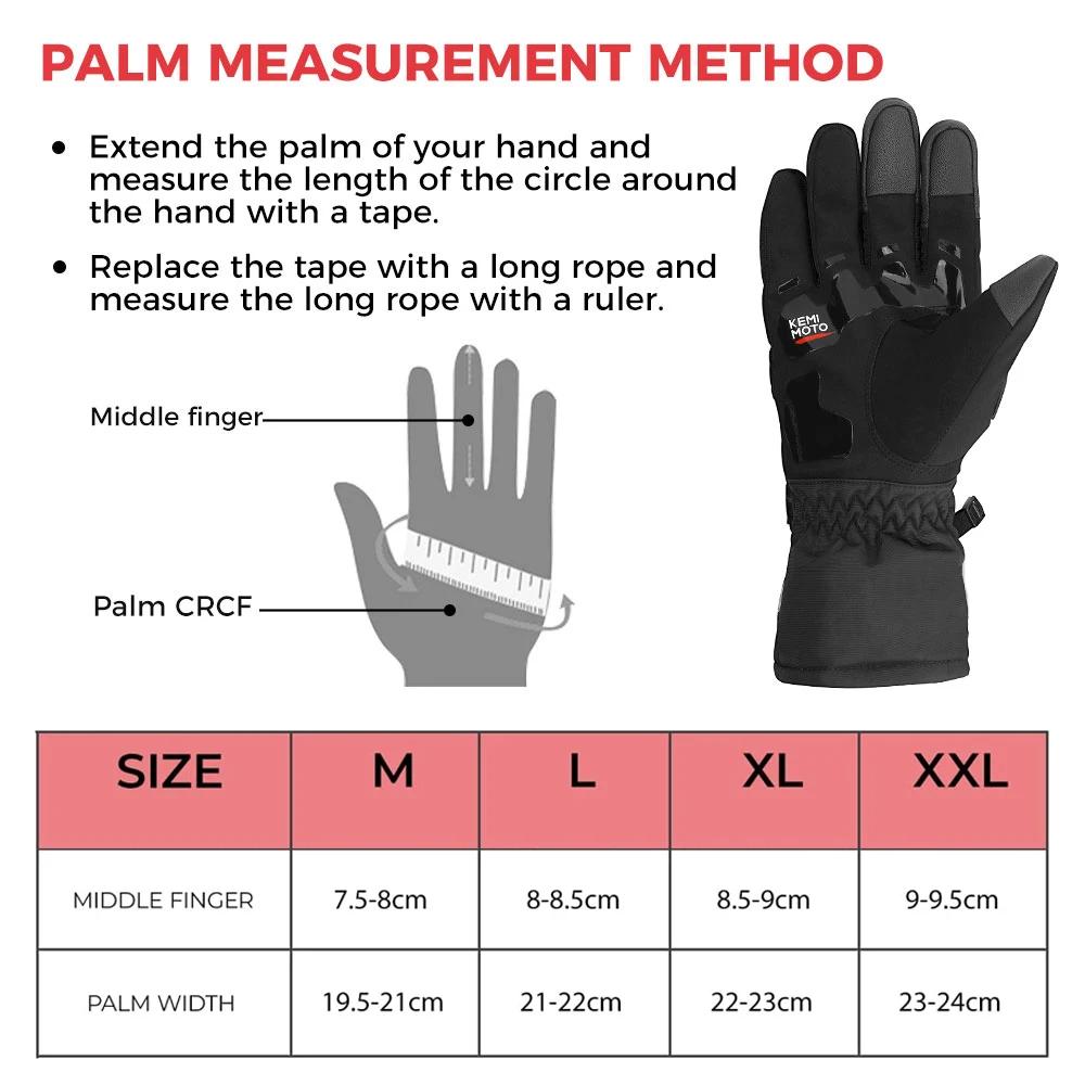 KEMiMOTO CE Мотоциклетные перчатки Зимние Черные Guantes Moto Invierno Теплые Перчатки с сенсорным экраном Водонепроницаемые Ветрозащитные Защитные