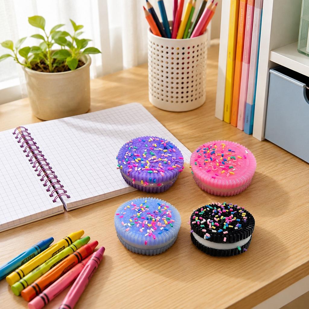 Soft Squeeze Stress Relief Toy Cookie Shape with Sprinkle Design Slow Rising PU Foam Sensory Fidget Toy for Stress and Anxiety Relief