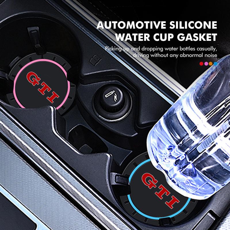 2026 Hot VOLKSWAGEN 2pcs Car Cup Pad Silicone Water Coaster Drink Cup Non-slip Mat For Volkswagen VW GTI Tiguan Passat B5 B6 B7 zf4