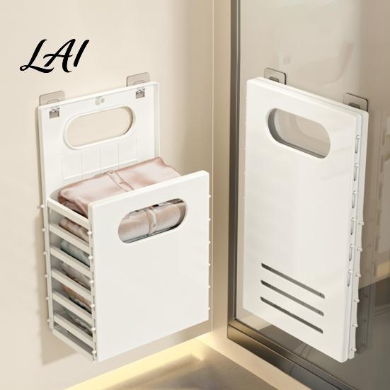 Blanket Holder for Bedroom Wall Mounted Laundry Hamper Breathable Large Capacity Container Foldable Container Space Saving Storage Basket Bathroom