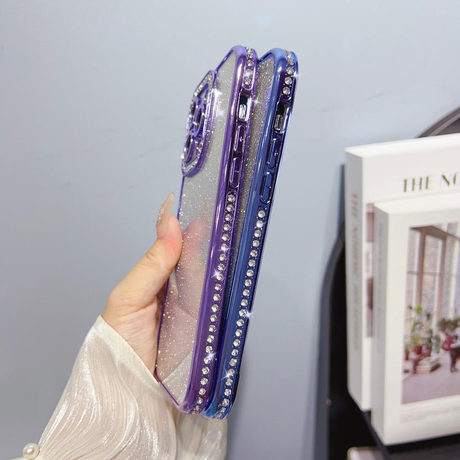 Electroplated Bling Glitter Diamond Gradient Colorful Phone Case For iPhone 15 Pro Max 11 12 13 14 Pro Max Transparent Soft Silicone Cover