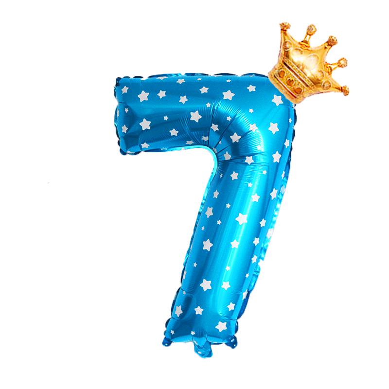 Корона 32-дюймовые воздушные шары из фольги с рисунком для детей 0-9 лет, синий шар для мальчика с днем ​​рождения, декор для детского душа