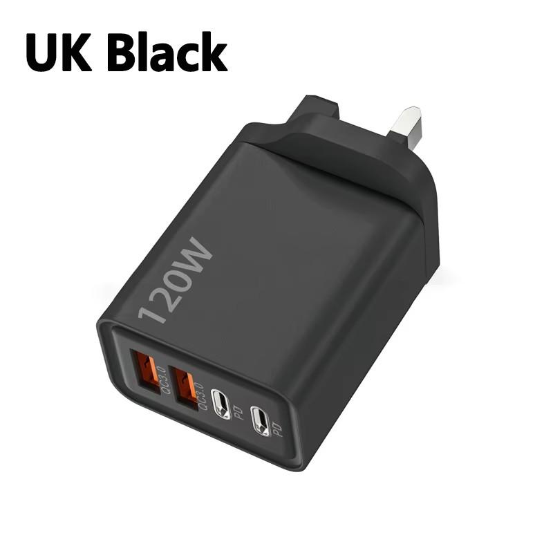 Зарядное устройство 120 Вт USB C PD Быстрая зарядка 4 порта Charge 3.0 Type C USB Зарядные устройства для телефона Адаптер быстрой зарядки Для iPhone Samsung Xiaomi Huawei