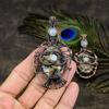 Crazy Lace Agate, Moonstone Gemstone Copper Wire Wrap Jewelry Pendant 3.27"