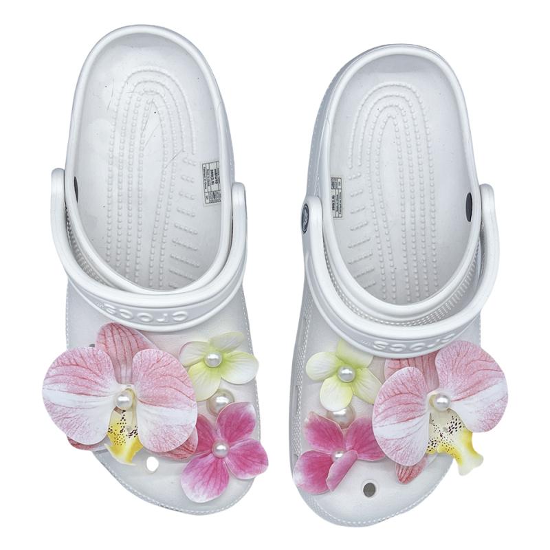 Crocs Классические клоги EIGHT% Phalaenopsis Элегантные Свежие Трендовые Удобные Подарочная Упаковка Унисекс Белый