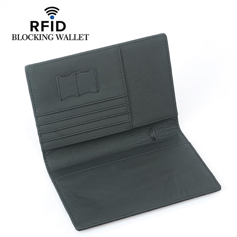 2020 RFID Держатель для паспорта, Коровья кожа с эластичной лентой, Многослотовые слоты для карт, Обложка для удостоверения личности и документов