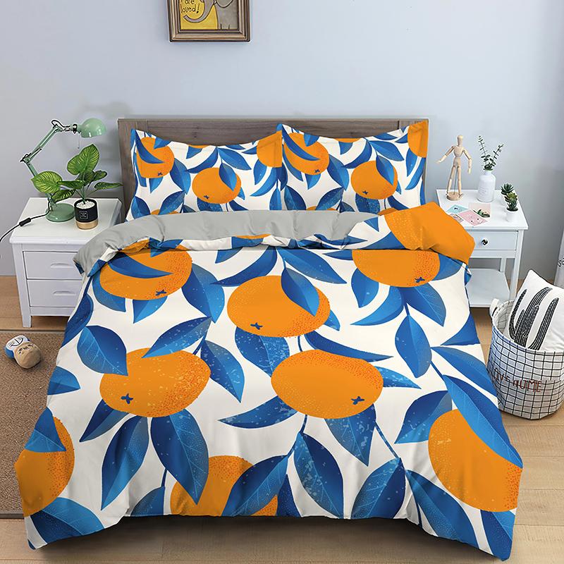Fruit Raspberry Duvet Cover King Queen Double Size 3D Grapefruit Blueberry Print Soft Bedding Set 2/3pcs Polyester Quilt Cover