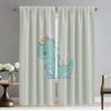 Little Dinosaur Blackout Curtain for Room 2 Panel Anti-mosquito Curtains for Camera Partition Halloween Decoration Shades Living