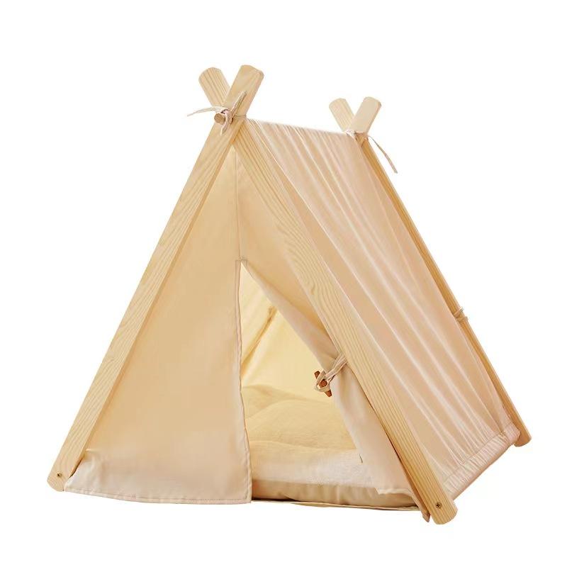 Spoil Your Pet with This Solid Wood Teepee Tent and Removable Canvas Cover.