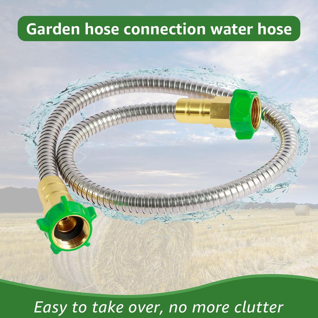 Garden Hose Flexible Short Water Hose 3FT 5FT 304 Stainless Steel Garden Leader Hose Leakproof Expandable Hose For Cleaning Pet