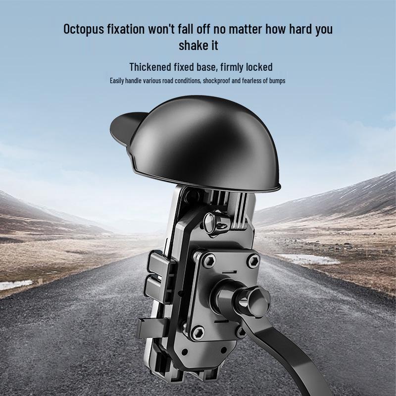 Cross-Border Motorcycle Phone Mount: Shockproof Holder with Visor for Bikes and Electric Vehicles, Ideal for Navigation and Takeout Riders.