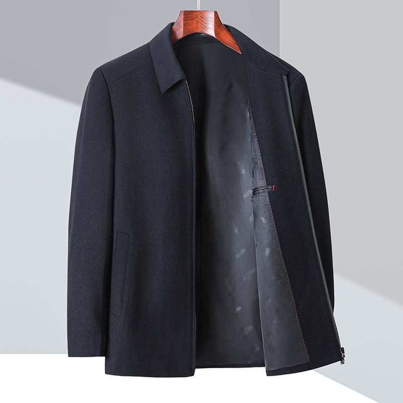 Мужская куртка для папы, деловые и политические топы с лацканами для руководителей среднего и пожилого возраста, осенние новые шерстяные универсальные куртки